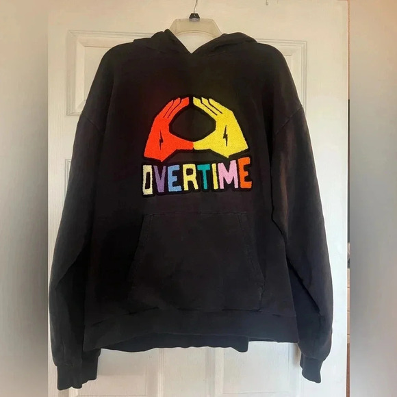 overtime Tops - Overtime embroidered hoodie